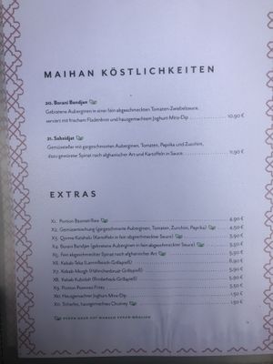 With leaf label is vegan or can be made vegan  at Maihan in Hamburg