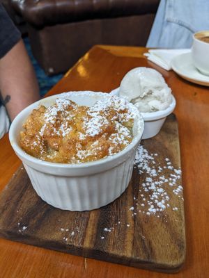 Apple crumble with coconut ice cream at Wallace Hotel in Wallace