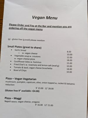 Menu '23 Vegan #1 at Wallace Hotel in Wallace