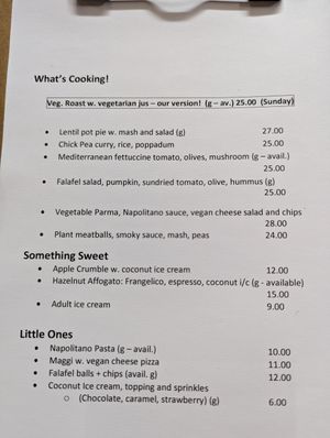 Menu '23 Vegan #2 at Wallace Hotel in Wallace