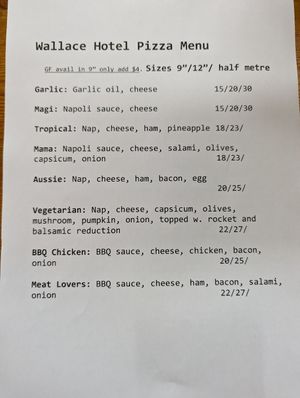Menu '23 #4 (Omni & Veggie) at Wallace Hotel in Wallace