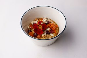 Millet with pumpkin and salted caramel at Anna's Secret Garden in St Petersburg