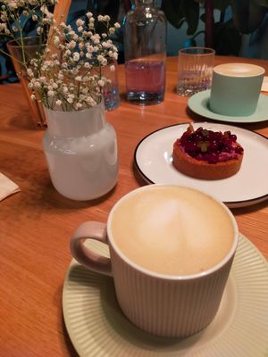 Mushroom coffee and a berry tart at Anna's Secret Garden in St Petersburg