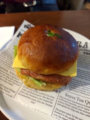 Ham cheese bagel at The Little Poet in Hobart