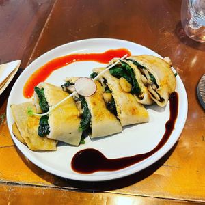 Taiwanese vegan egg pancake roll at The Little Poet in Hobart