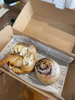 Almond Croissant & Cinnamon roll  at The Little Poet in Hobart