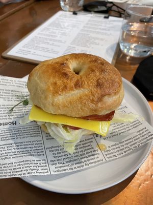 Bacon & Cheese Bagel  at The Little Poet in Hobart