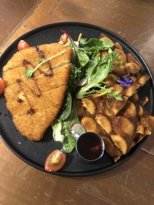 Fried chicken and waffles  at The Little Poet in Hobart