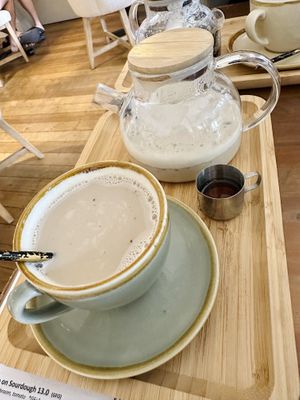 Prana chai with soy milk and maple syrup  at The Little Poet in Hobart