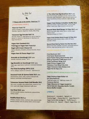 Menu  at The Little Poet in Hobart