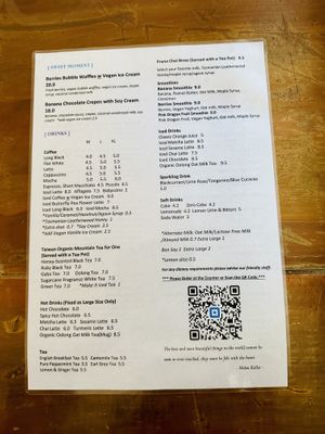 Menu  at The Little Poet in Hobart