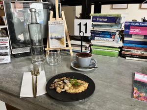 Vegan Sunny side egg and mushroom  at The Little Poet in Hobart