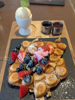 Dessert Waffles at The Little Poet in Hobart