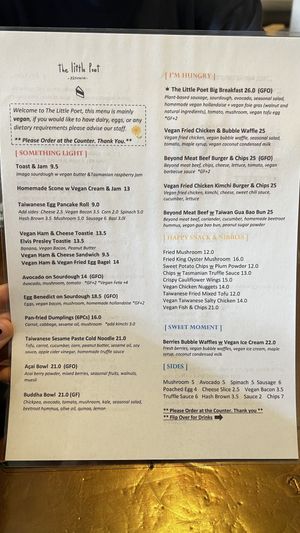 Menu April 2025  at The Little Poet in Hobart