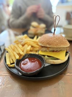 Kimchi fried chicken burger  at The Little Poet in Hobart