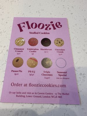 Menu of cookies!   at Floozie Cookies in London