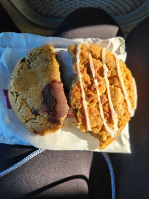 Chocolate chip filled with chocolate and cinnamon with a biscoff filling at Floozie Cookies in London