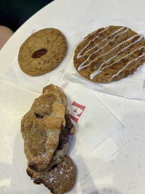 Pecan, cinnamon toast, and cookie crossiant  at Floozie Cookies in London