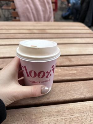 Beverage (flat white latte)  at Floozie Cookies in London