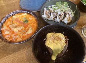 Curry, dumplings, and sweet potato   at Ouai in Leipzig