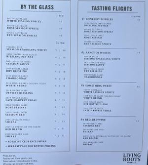 Menu  at Living Roots Wine & Co in Rochester