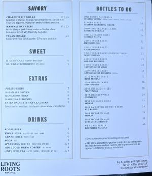Menu  at Living Roots Wine & Co in Rochester