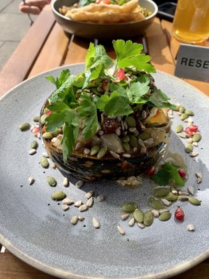 Pumpkin and cauliflower with confit fennel and almond cream  at Harry's Cafe & Bakery in Hepburn Springs