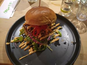 Barbecue tempeh burger at Om Burger in Bristol