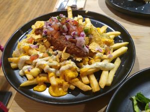 Nacho dirty fries at Om Burger in Bristol