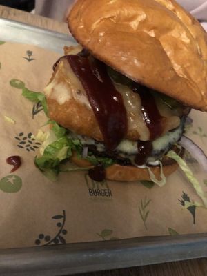 Double burger  at Om Burger in Bristol