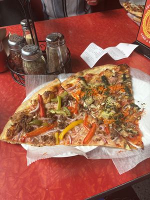 Vegan Cleo (left) and v for vegan (right)   at Two Boots - East Village in New York City