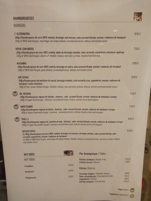 Menú at Cerveseria L'Alternativa in Barcelona