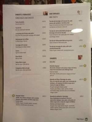 Menu at Cerveseria L'Alternativa in Barcelona