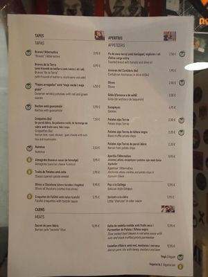 Menú at Cerveseria L'Alternativa in Barcelona