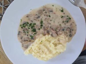 Mushroom stew with mashed potatoes at CODA the V Taste in Sighisoara