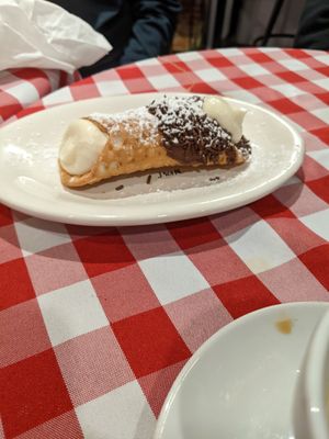Cannoli (not vegan in the photo, but vegan usually available!) at Cafe Avellino in Swampscott