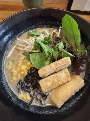 Hazelnut shoyu ramen with tofu  at Mugen Noodle Bar in Tigard