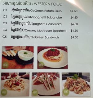 Western food  at GoGreen Vegetarian Restaurant in Phnom Penh