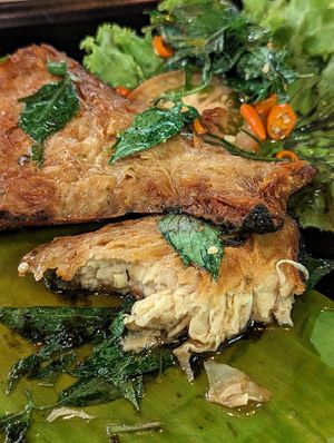 Vegan fish 🐠 at GoGreen Vegetarian Restaurant in Phnom Penh