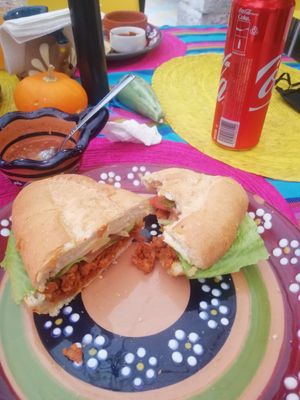 Torta de chorizo at Guanajuatito Restaurante in Guanajuato