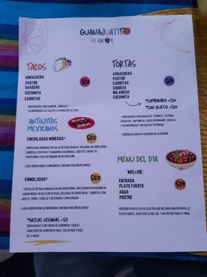 Menu (Spanish 1/2) at Guanajuatito Restaurante in Guanajuato