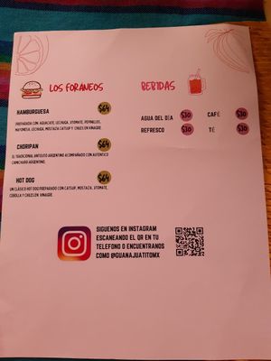 Menú (Spanish 2/2) at Guanajuatito Restaurante in Guanajuato