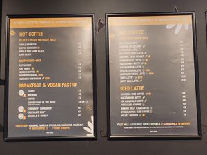 Coffee menu at IzyCoffee in Ghent