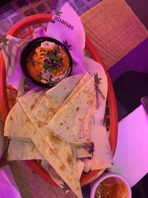 Hummus and mojo drizzle   at Cabanas 1984 in Tenerife