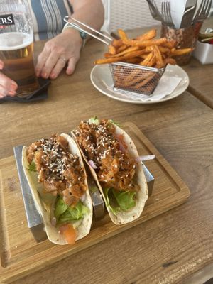 Jackfruit tacos and sweet potato friess  at Cabanas 1984 in Tenerife