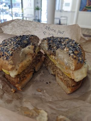 Spice Boy on everything bagel (vegan!!) at Hark! Cafe in Plymouth