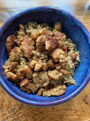 Jambalaya with sausage at Hark! Cafe in Plymouth