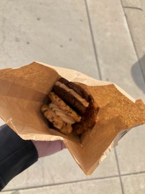 Choco and vanilla cookies, and the rhinestone cowboy cookie    at Hark! Cafe in Plymouth