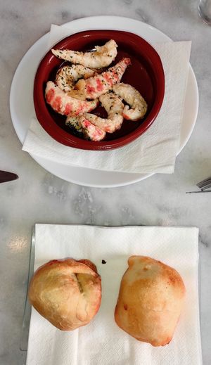 No gambas al ajillo y bollo peñao. at Serendipity in Valencia