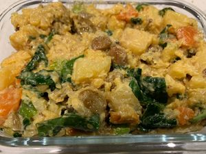 Curried Potato and cauliflower salad. Delicious!  at SoulPod Food in Ferntree Gully